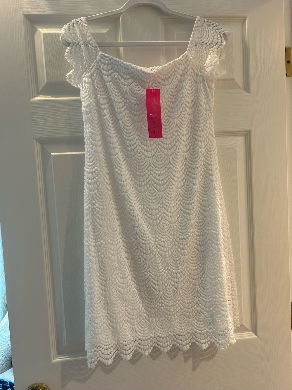 Lilly Pulitzer White Crochet Off-Shoulder Cover-Up Dress